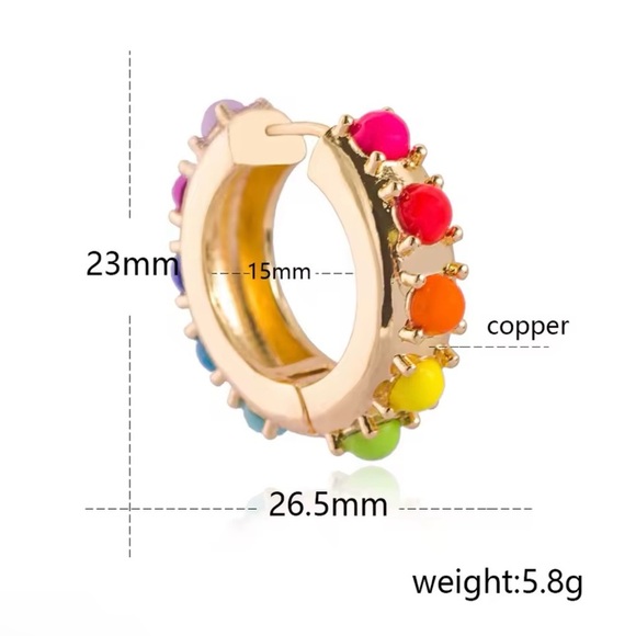 Colorful Beaded Huggie Earrings Candy hoop - Picture 4 of 5